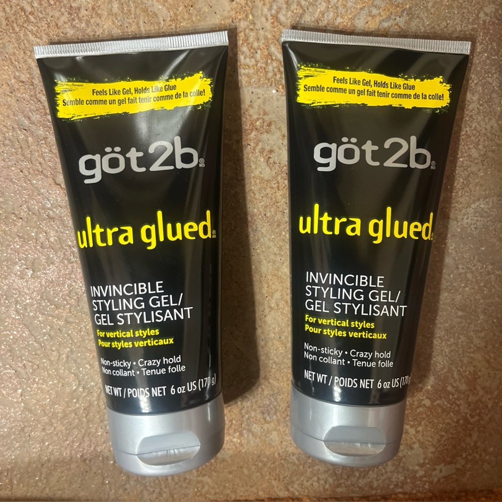 Got2b Ultra Glued Invincible Styling Gel 6oz For Vertical Styles Lot Of 2 New